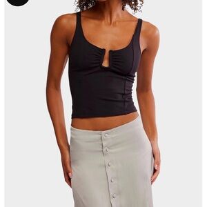 Free People Black Keyhole Scoop Tank